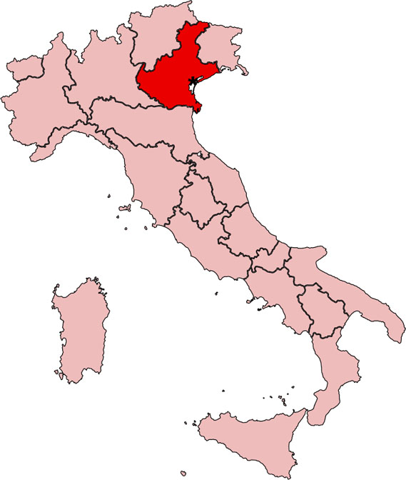 Location of Venice in Italy